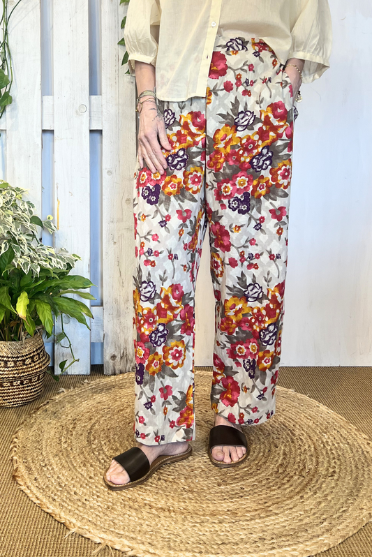Pantalone a fantasia con ricami