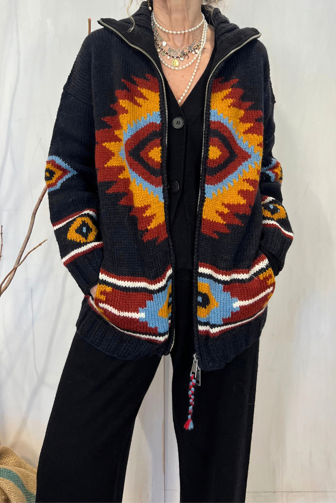 Maxi cardigan in lana merino