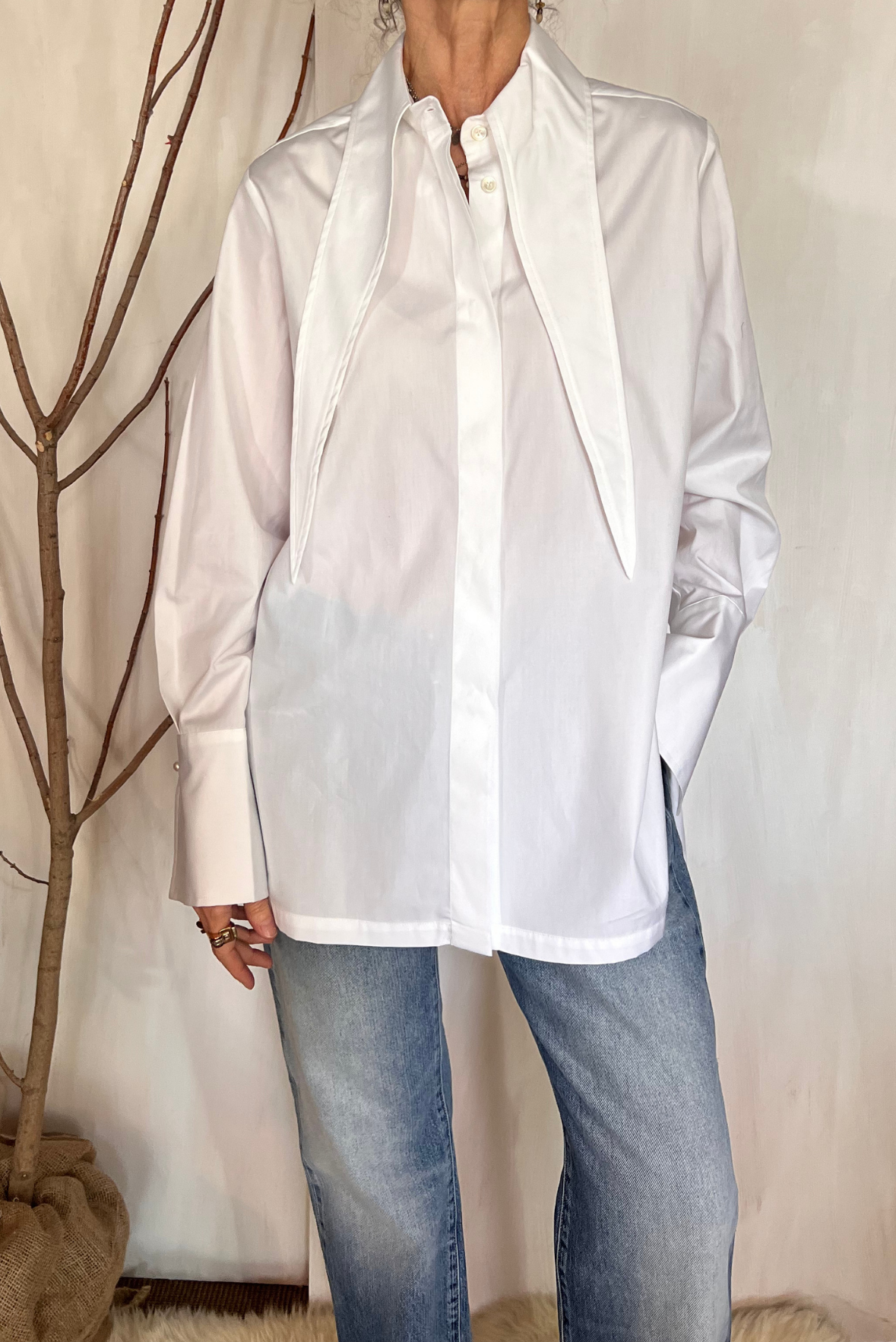 Camicia in popeline con gemelli