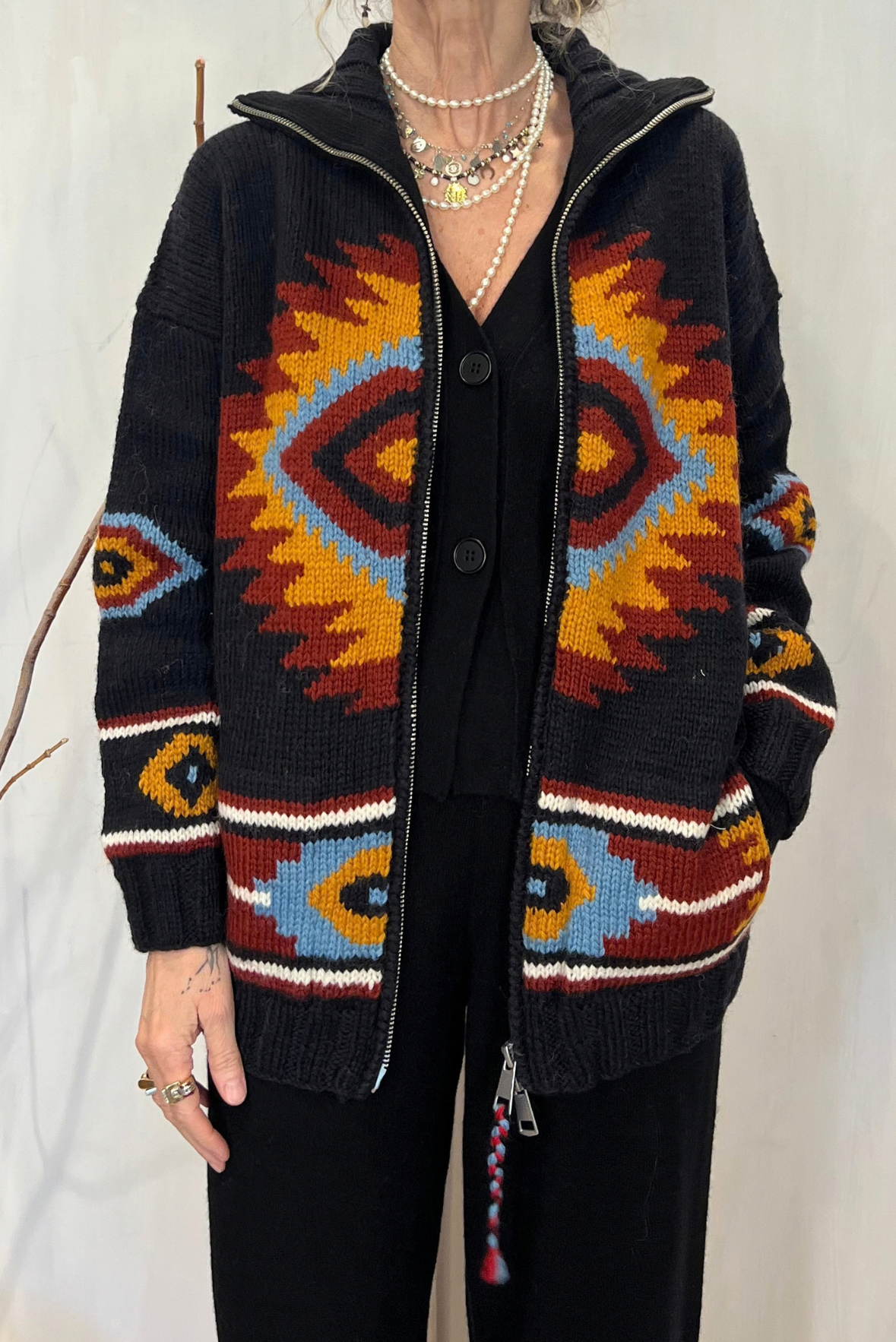 Maxi cardigan in lana merino