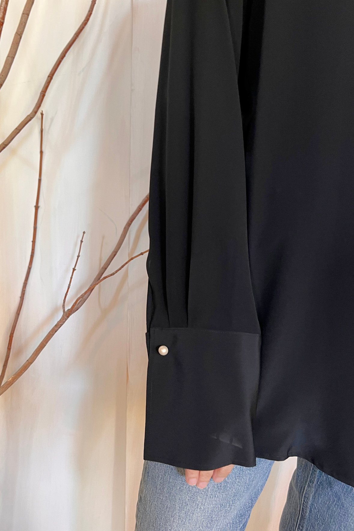 Camicia in seta con gemelli perle