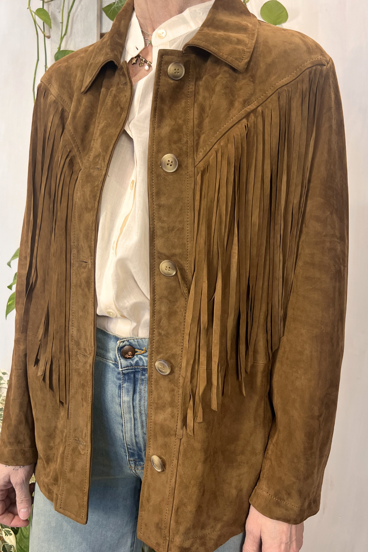 Giacca in camoscio con frange