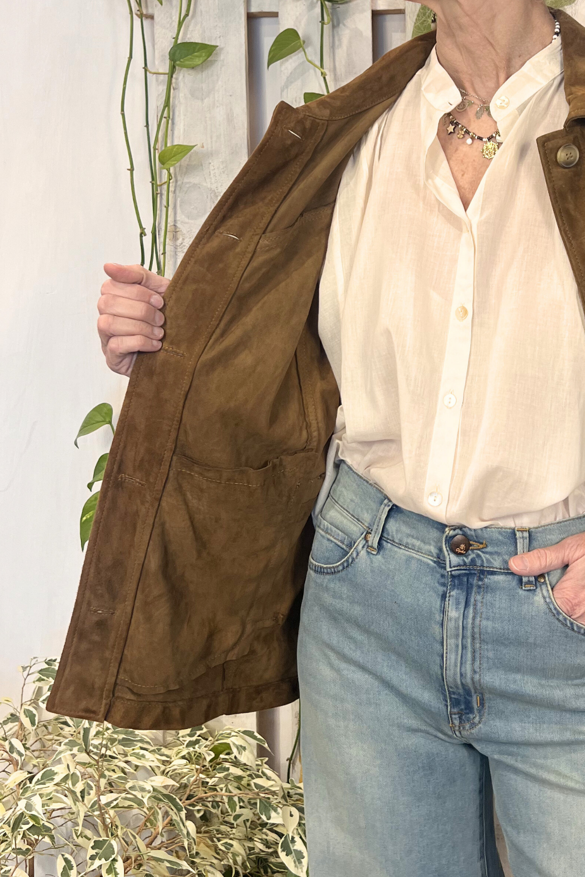 Giacca in camoscio con frange