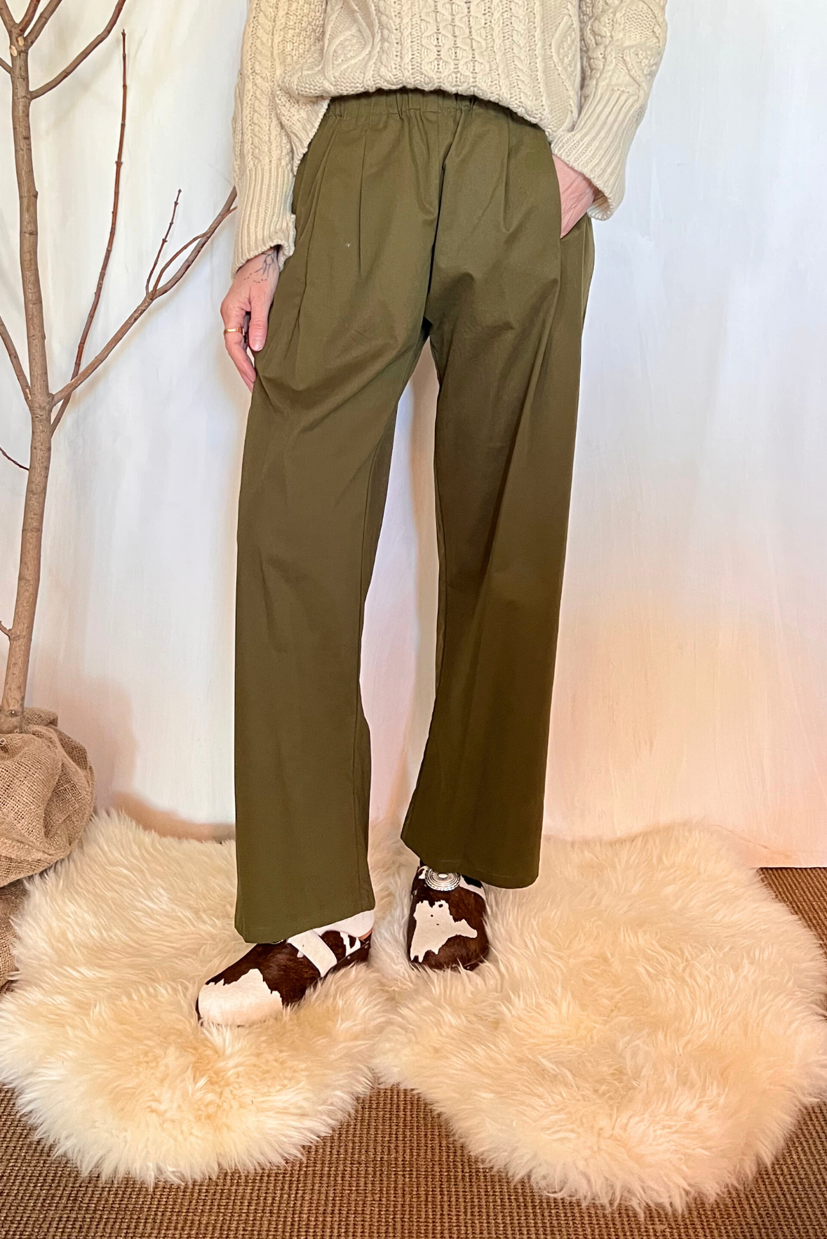 Pantalone palazzo con pinces