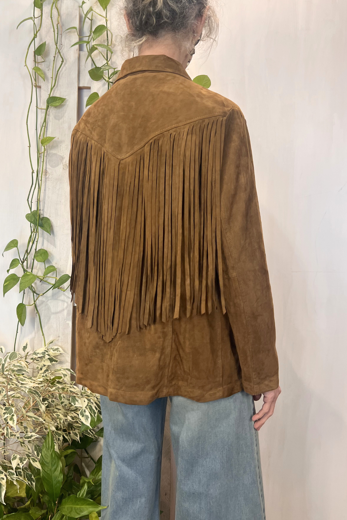 Giacca in camoscio con frange