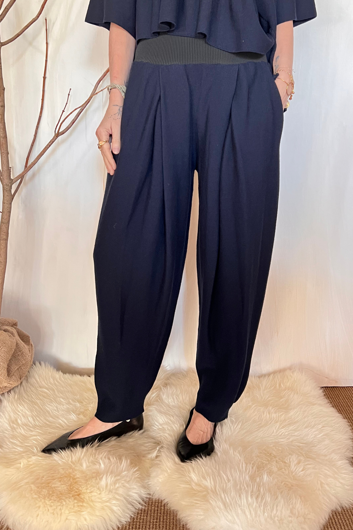 Pantalone balloon in maglia
