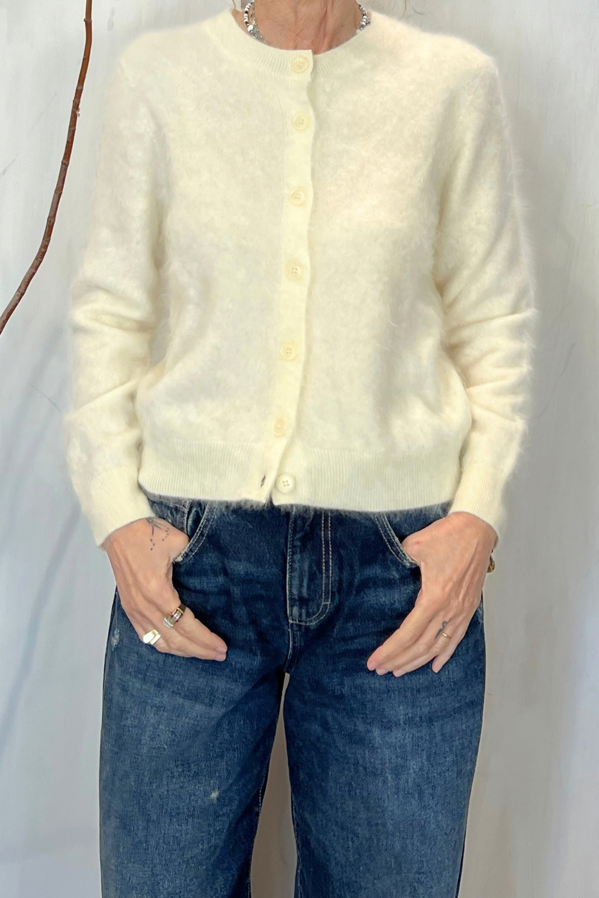 Cardigan in cashmere peloso